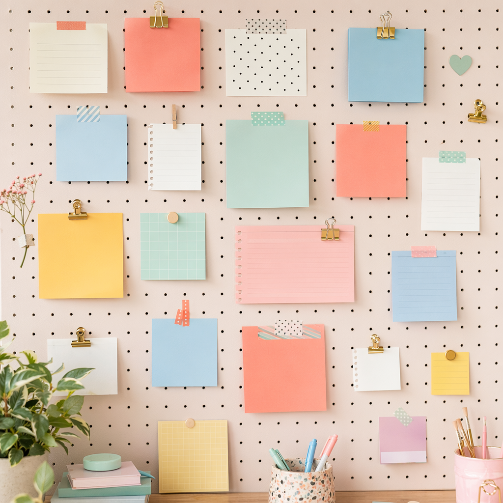 Creative Notes Wall desk mood board